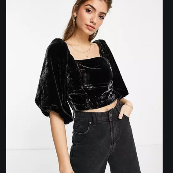 Free People Tops - FRee people Marie Velvet Open Back tie Top XS NWT